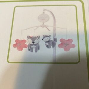 Gray and Pink Baby Mobile with Fox Design